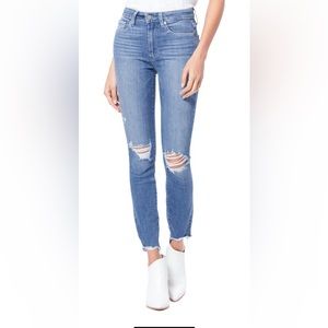 🔥🔥PAIGE Transcend Hoxton Ripped High Waist Ankle Skinny Jeans